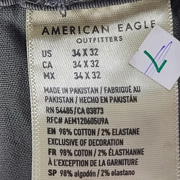 NEW with Tags American Eagle Flex Slim Pant Storm Grey Men's 34x32 - Picture 14 of 14